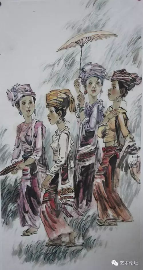 国画人物小景_绘画作品_铁道兵战友网